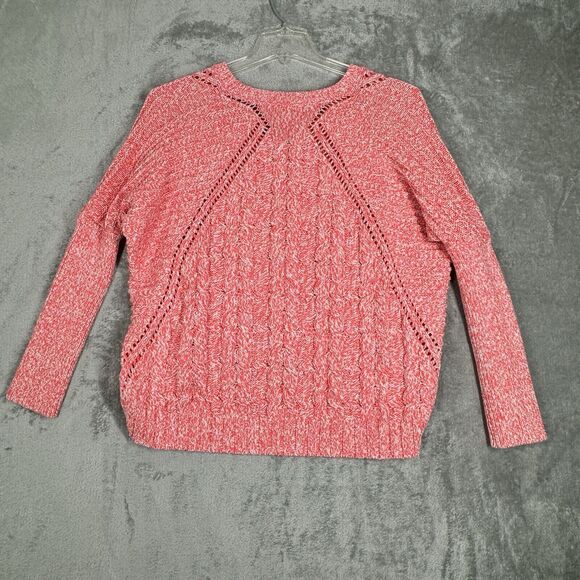 Express Sweater Womens Medium Pink White Marled Chunky Oversized Preppy Comfy - Picture 3 of 8